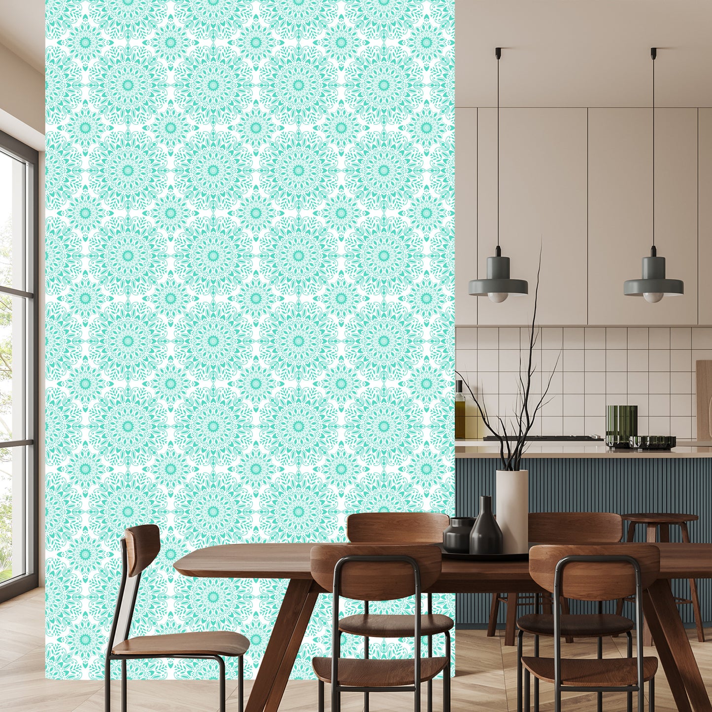 Wallpaper Beautiful Turquoise Mandala
