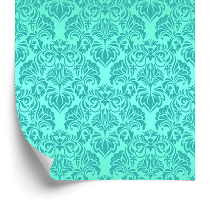 Wallpaper Beautiful Turquoise Floral Ornaments