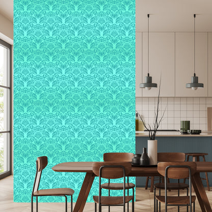 Wallpaper Beautiful Turquoise Floral Ornaments