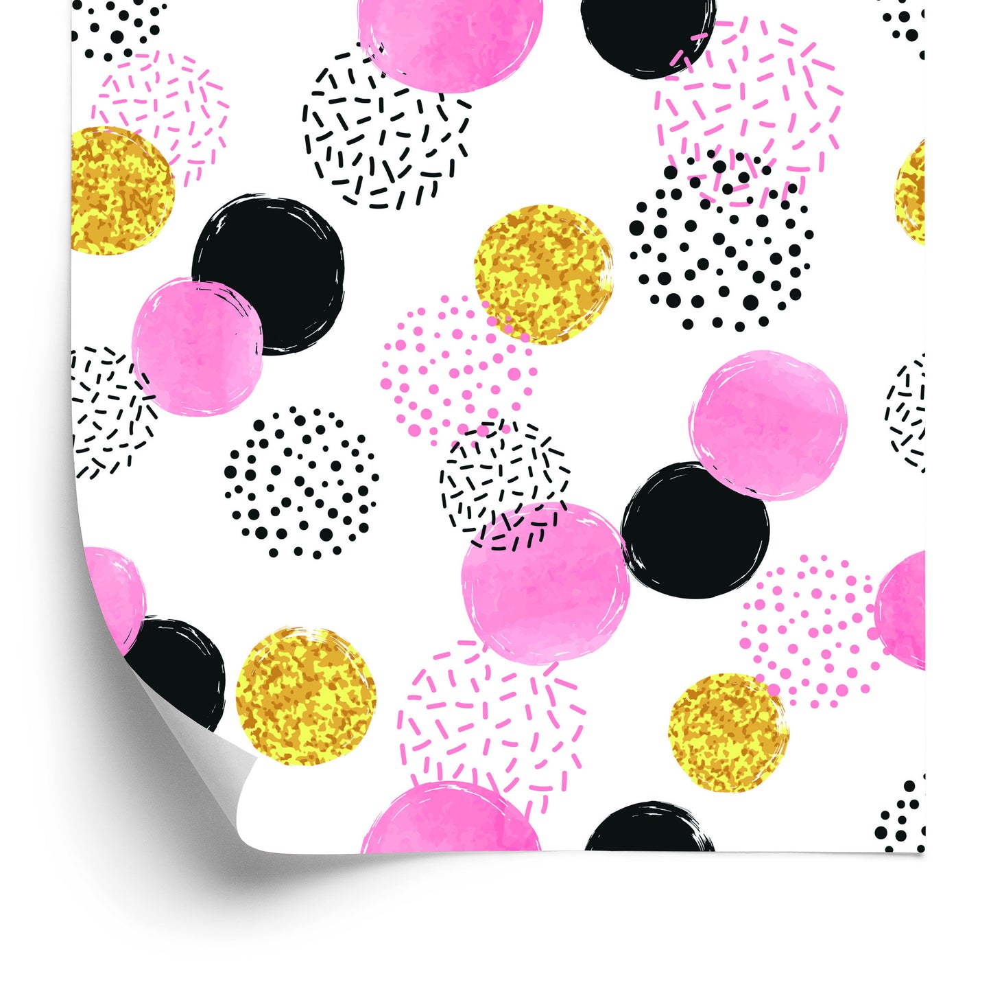 Wallpaper Black, Pink And Yellow Spots