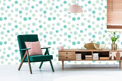 Wallpaper Green Watercolor Dots