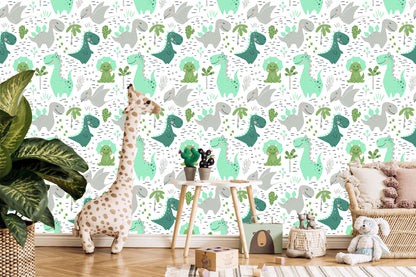 Wallpaper Cheerful Dinosaurs