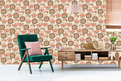 Wallpaper Happy Bears, Lions And Monkeys