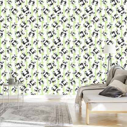 Wallpaper Smiling Panda’s And Bamboo