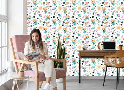 Wallpaper Cheerful Foxes In Space