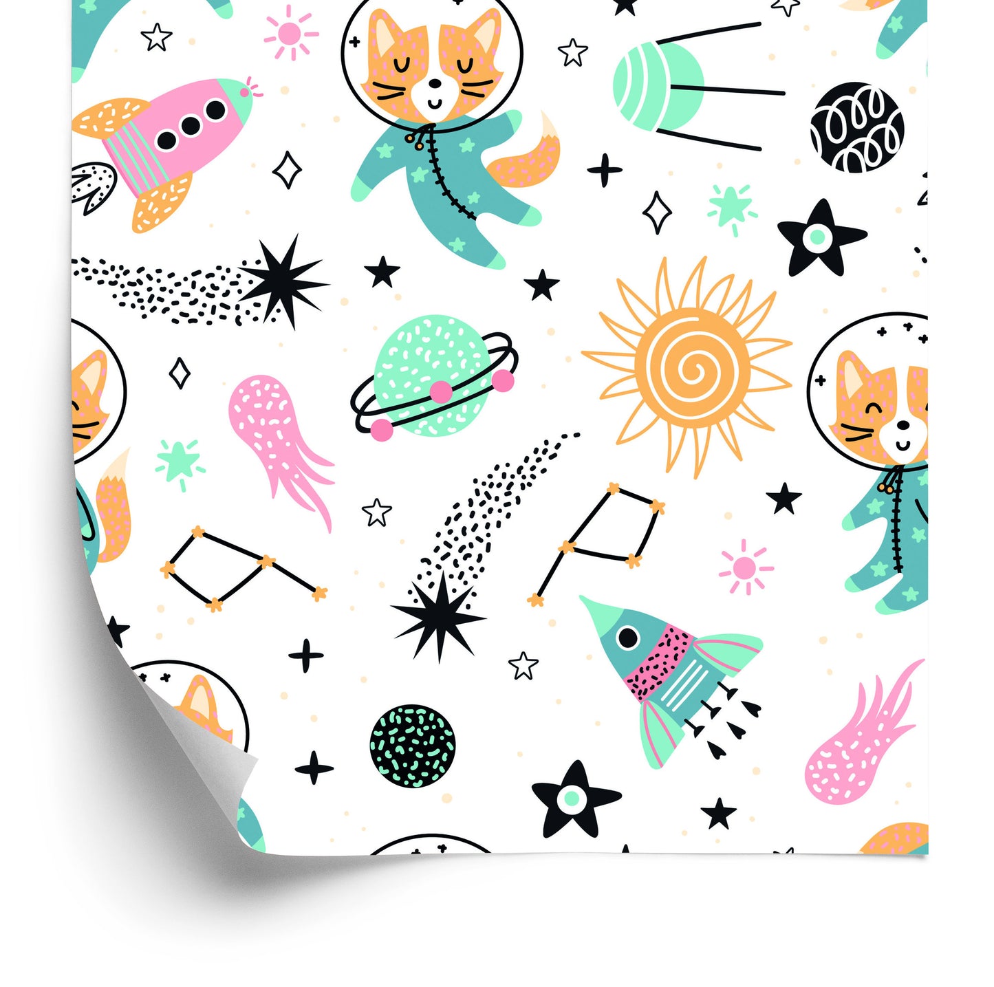 Wallpaper Cheerful Foxes In Space