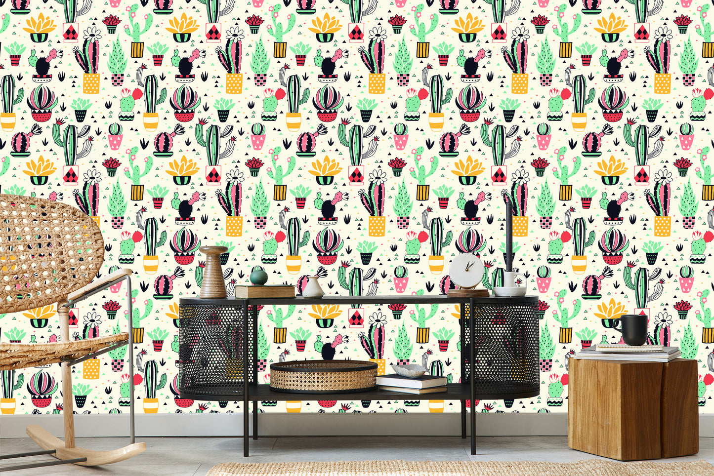 Wallpaper Cacti In Scandinavian Style