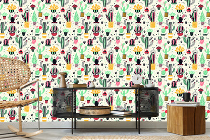 Wallpaper Cacti In Scandinavian Style