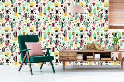Wallpaper Cacti In Scandinavian Style