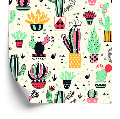 Wallpaper Cacti In Scandinavian Style