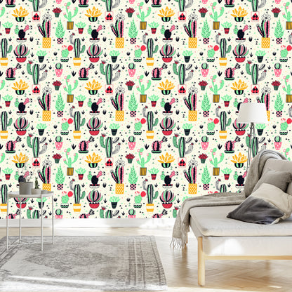Wallpaper Cacti In Scandinavian Style