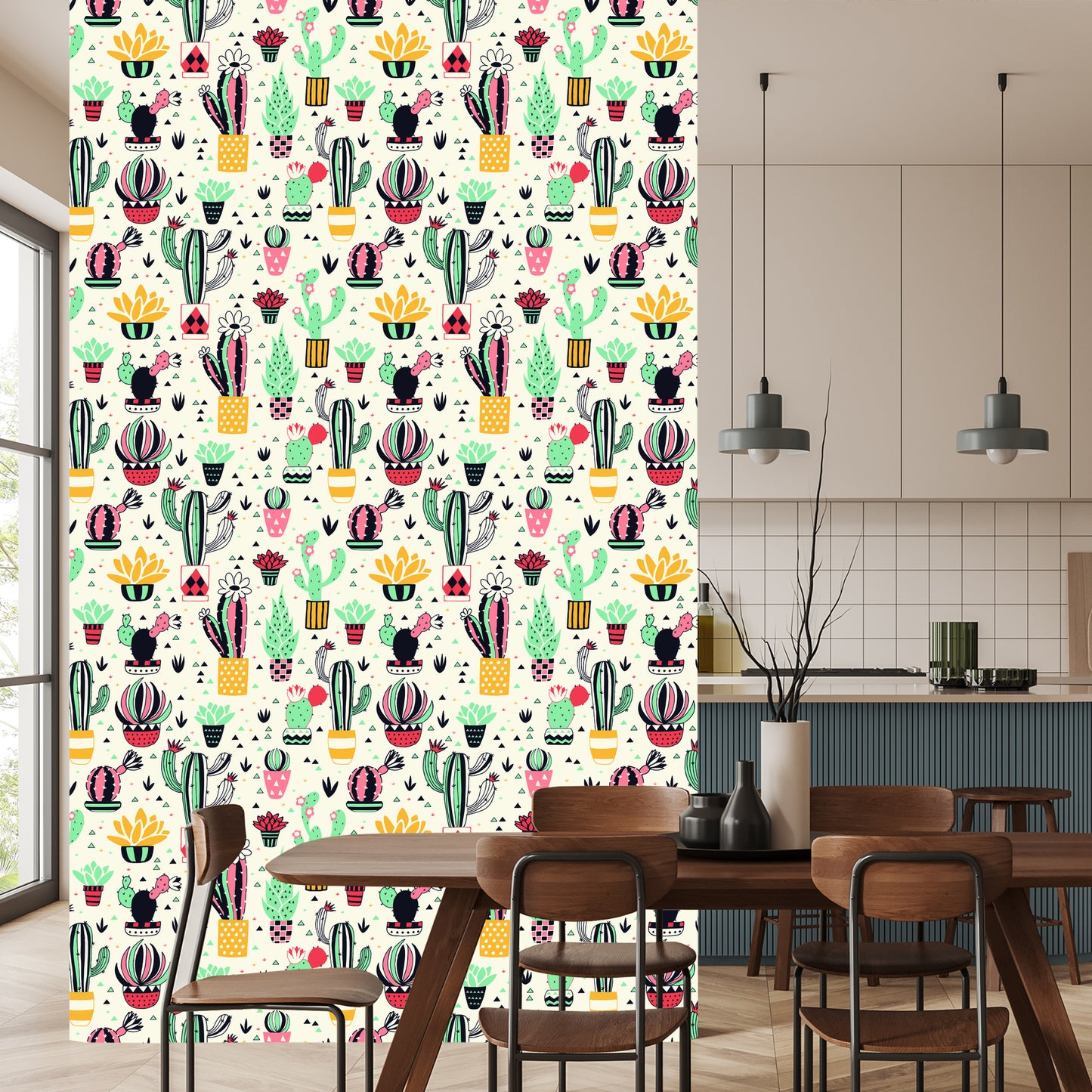 Wallpaper Cacti In Scandinavian Style