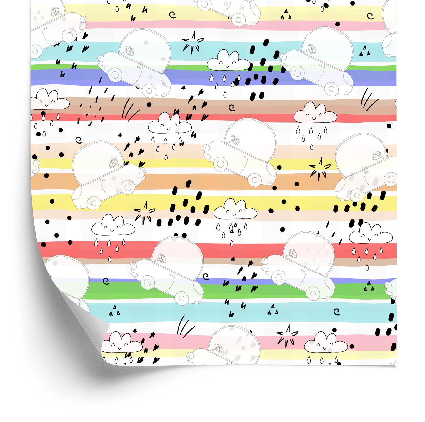 Wallpaper White Cars On A Rainbow Background