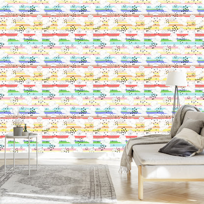 Wallpaper White Cars On A Rainbow Background