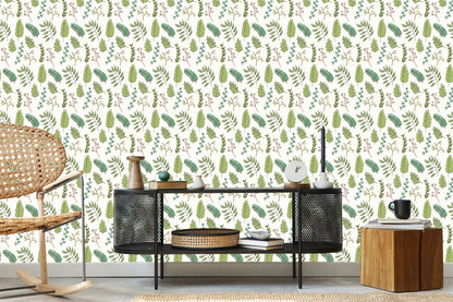 Wallpaper Delicate Green Leaves