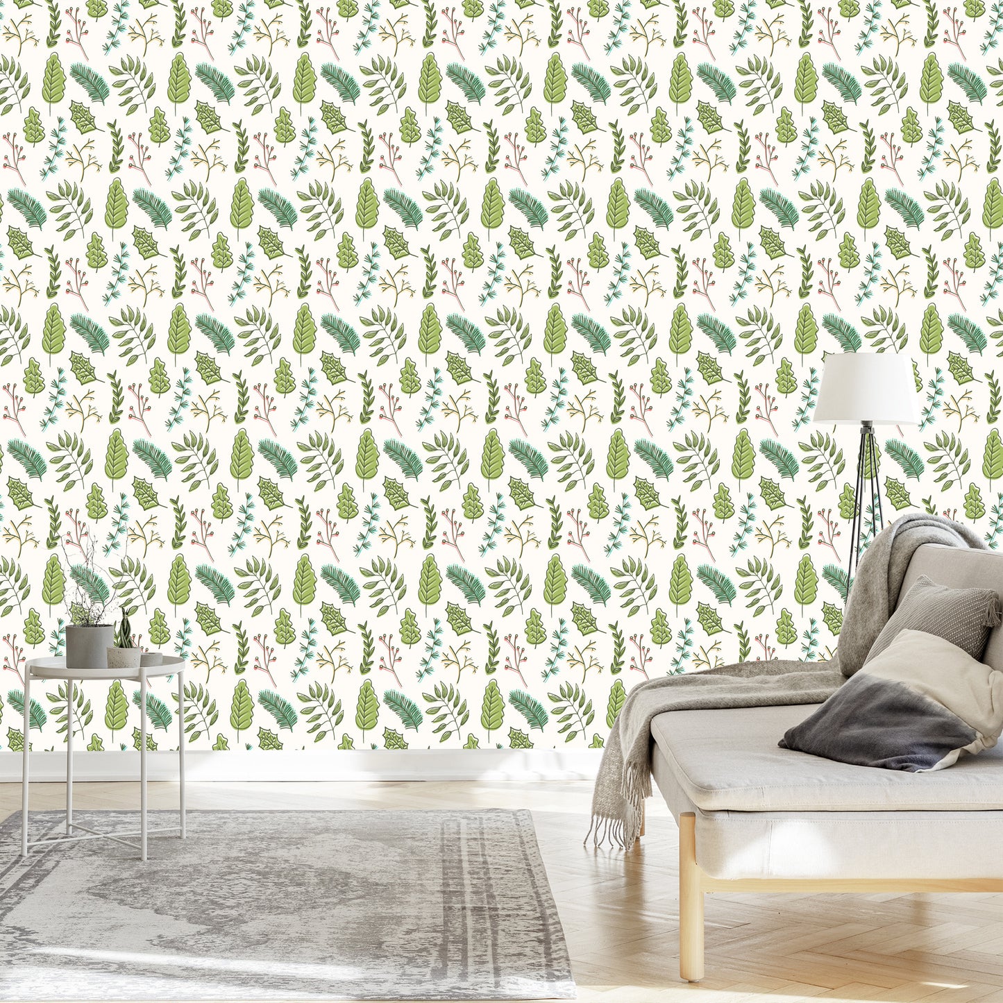 Wallpaper Delicate Green Leaves
