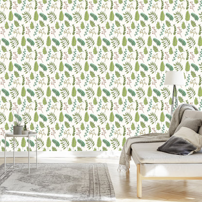 Wallpaper Delicate Green Leaves