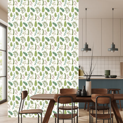 Wallpaper Delicate Green Leaves