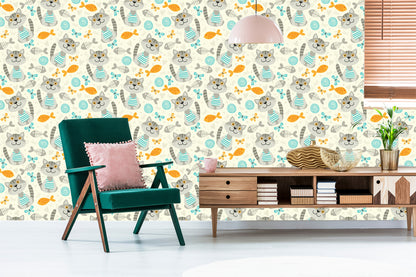 Wallpaper Stripped Grey Cats