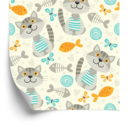 Wallpaper Stripped Grey Cats