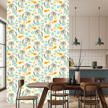 Wallpaper Stripped Grey Cats