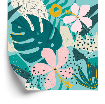 Wallpaper Tropical - Fashionable Colorful Leaves And Flowers
