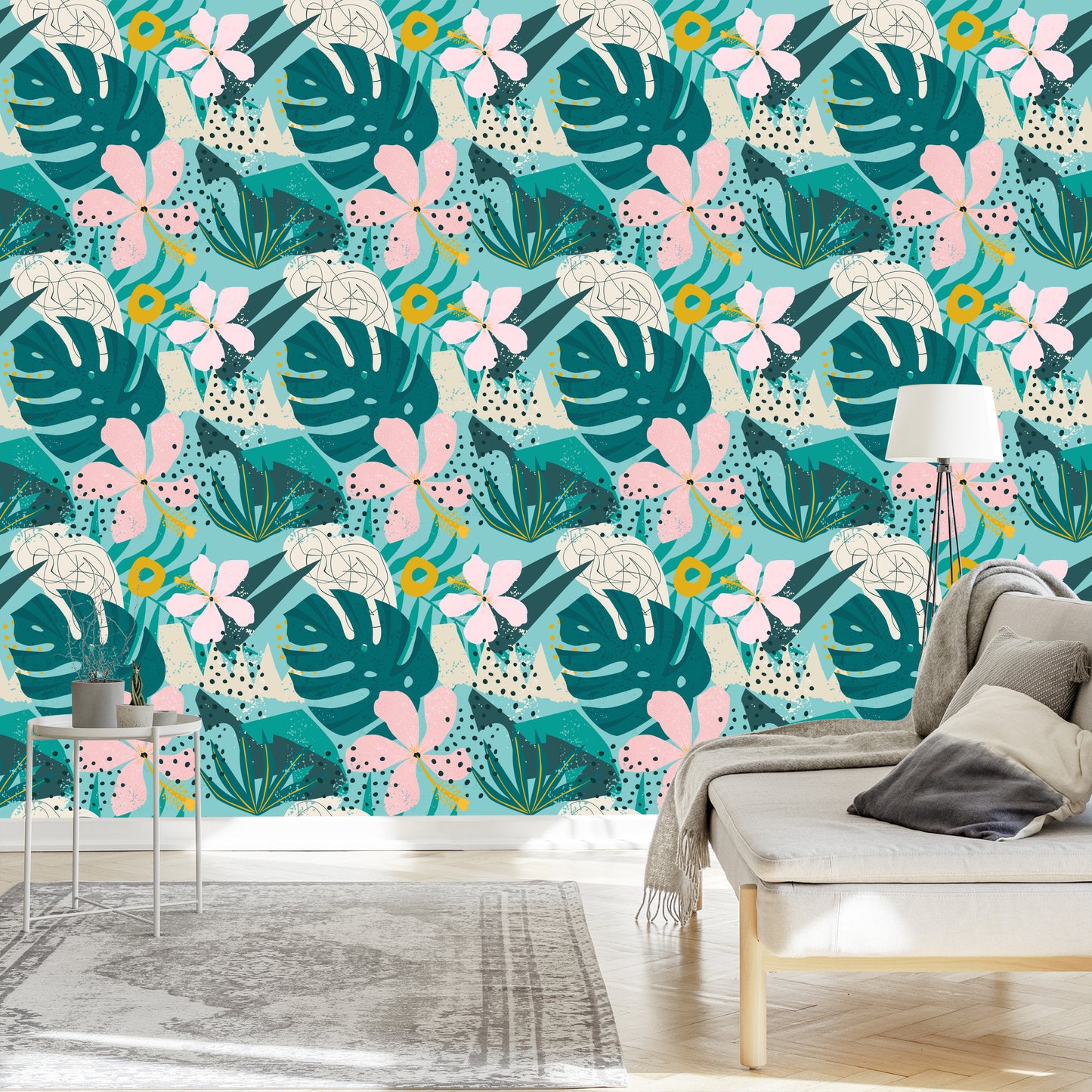 Wallpaper Tropical - Fashionable Colorful Leaves And Flowers