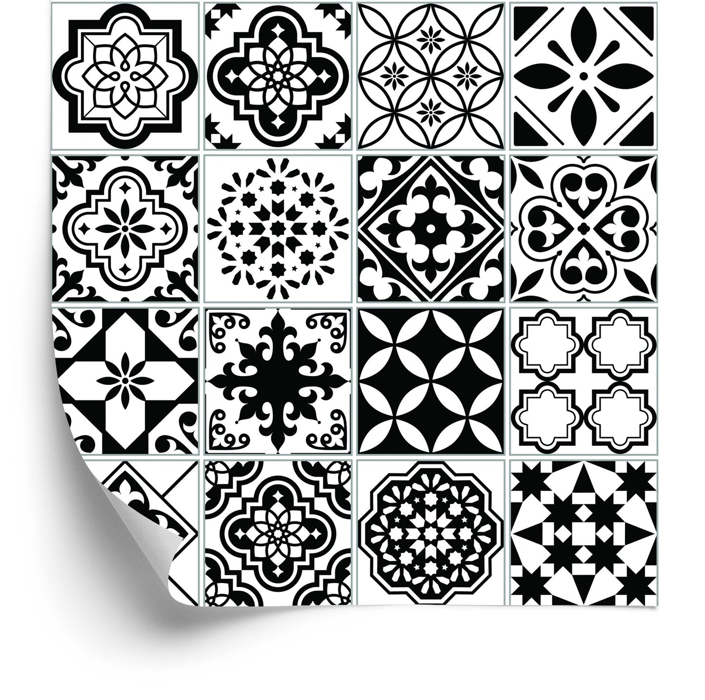 Wallpaper Black And White Mediterranean Mosaic