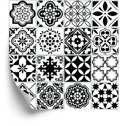 Wallpaper Black And White Mediterranean Mosaic