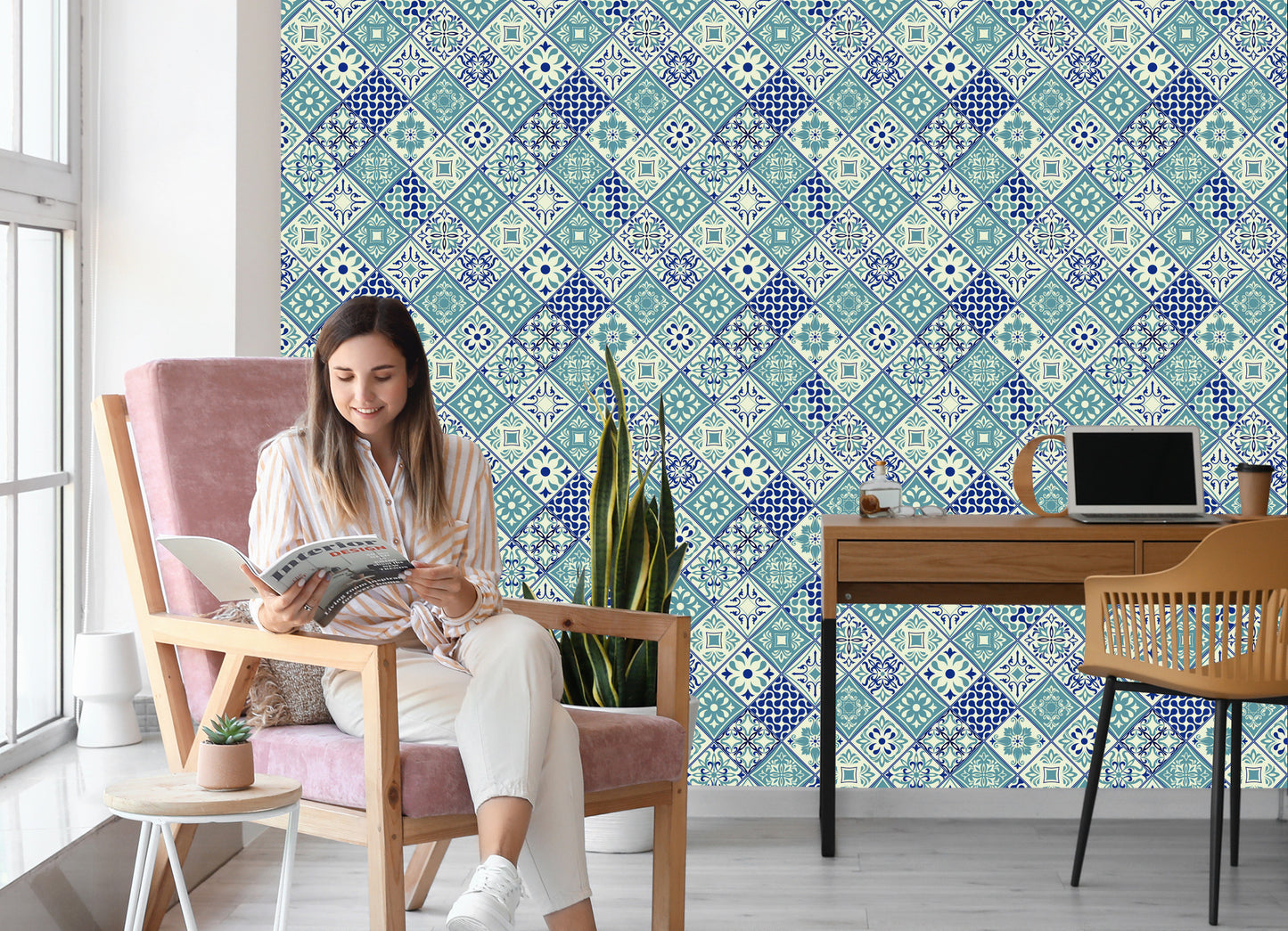 Wallpaper Portugese Tile Pattern