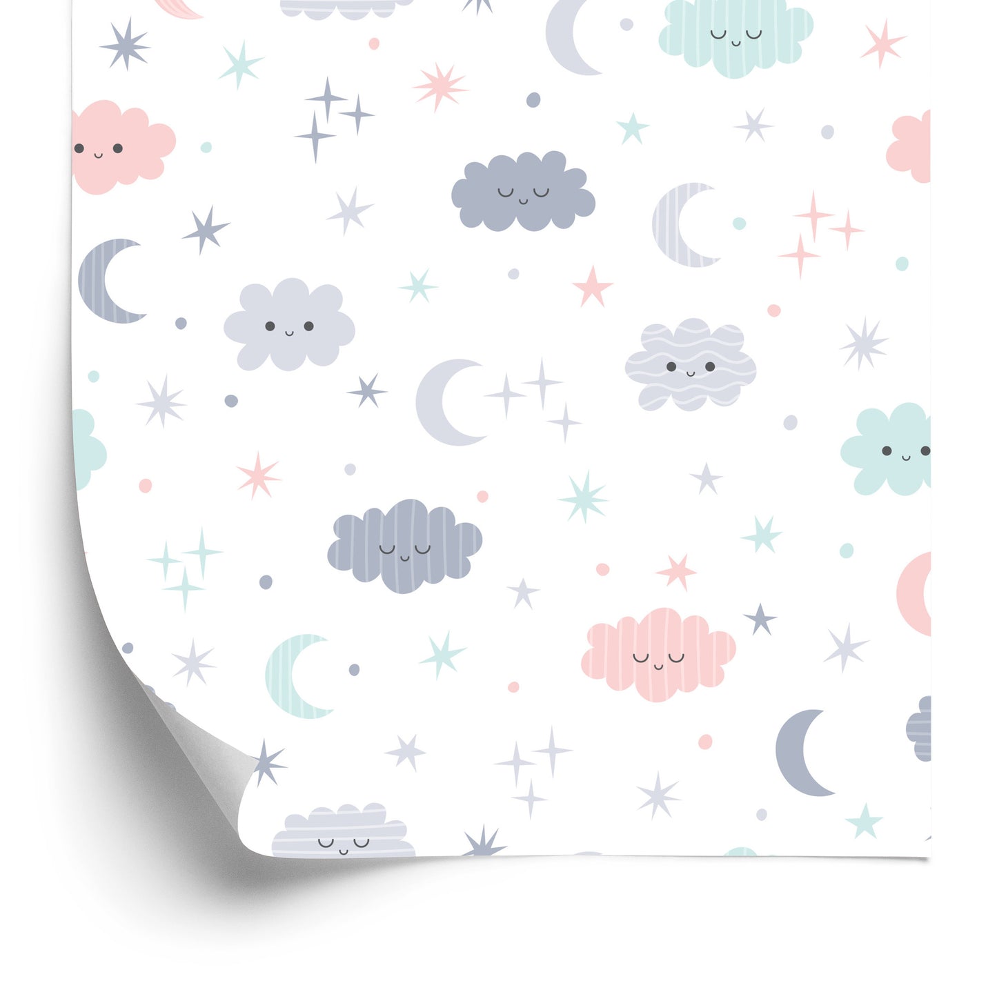 Wallpaper Stars, Moons And Happy Clouds