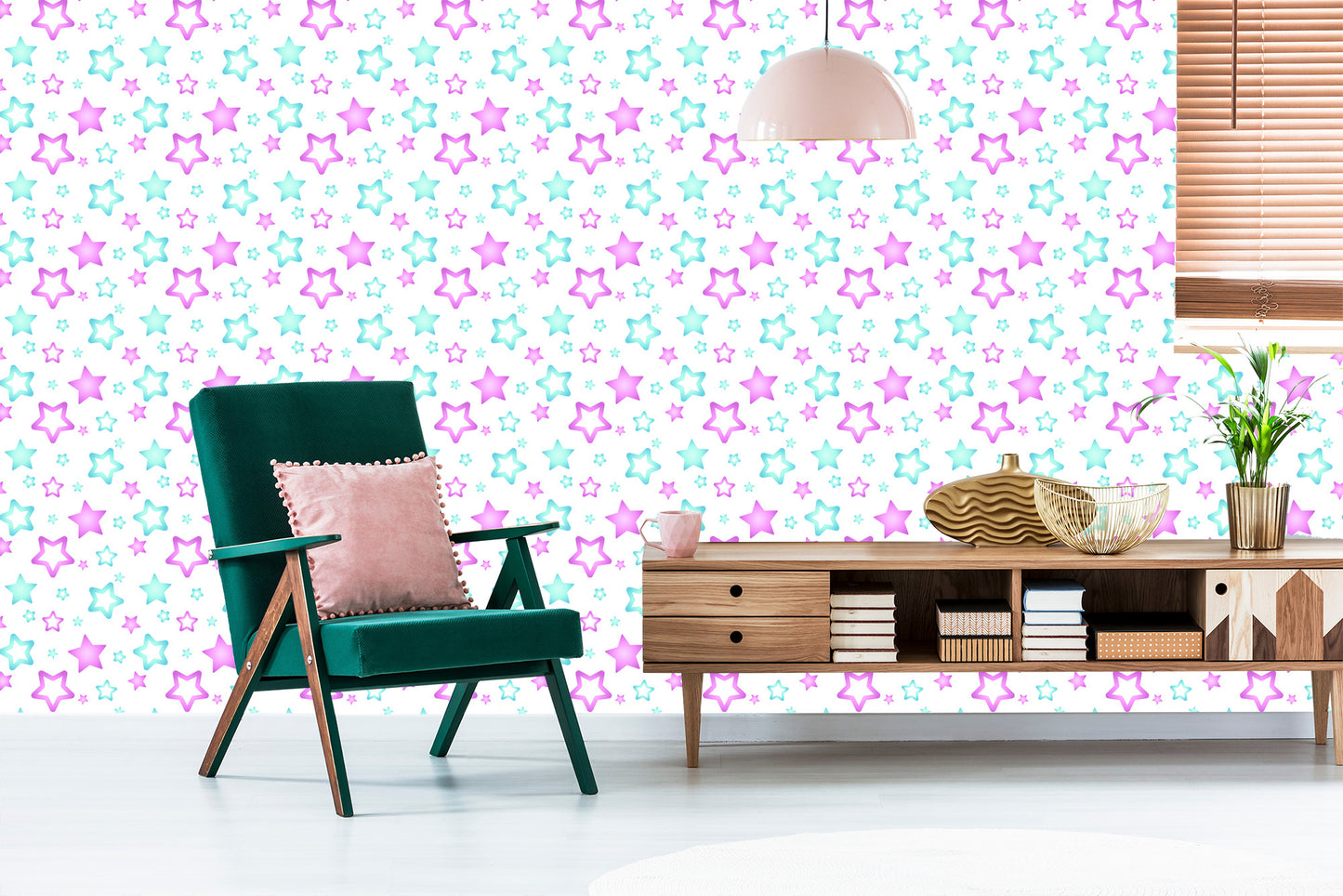 Wallpaper Blue And Pink Stars