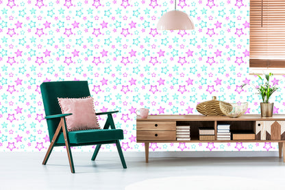 Wallpaper Blue And Pink Stars