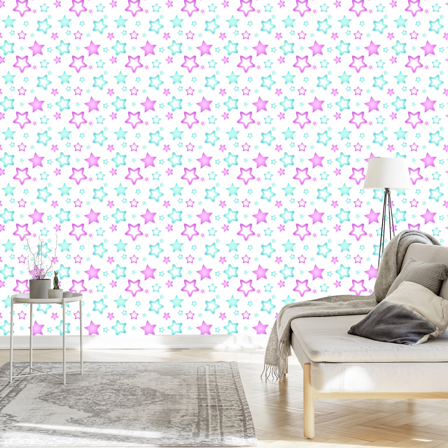 Wallpaper Blue And Pink Stars