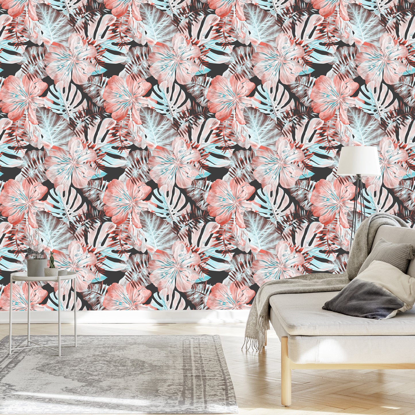 Wallpaper Exotic Leaves And Flowers