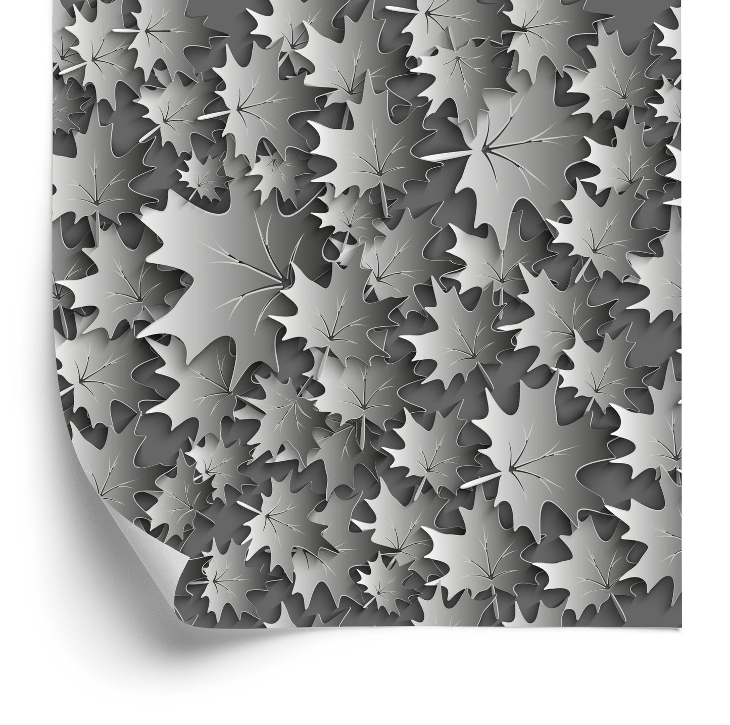 Wallpaper Leaves In Shades Of Gray 3D Effect
