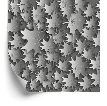 Wallpaper Leaves In Shades Of Gray 3D Effect