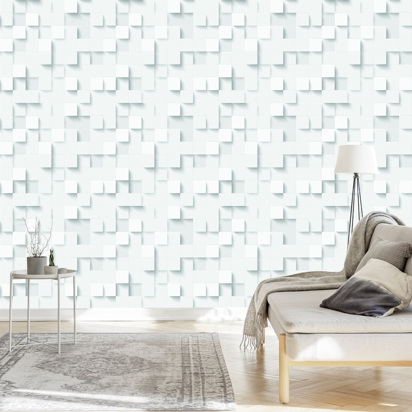 Wallpaper White Modern Mosaic - Effect 3D