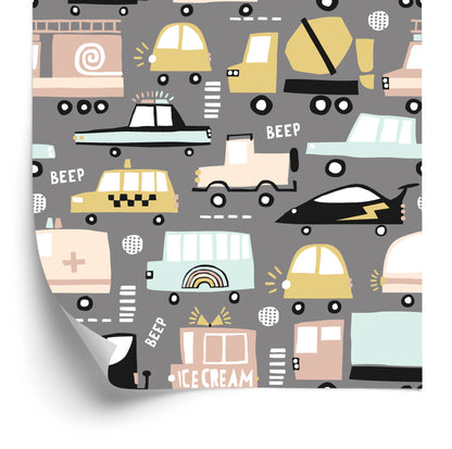 Wallpaper Colorful Cars In Scandinavian Style