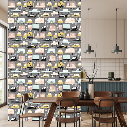 Wallpaper Colorful Cars In Scandinavian Style