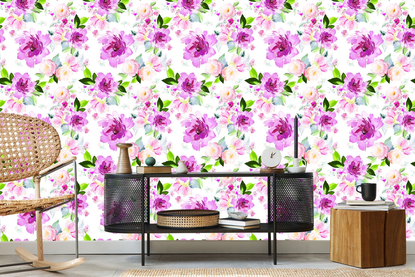 Wallpaper Flowers Painted With Watercolor