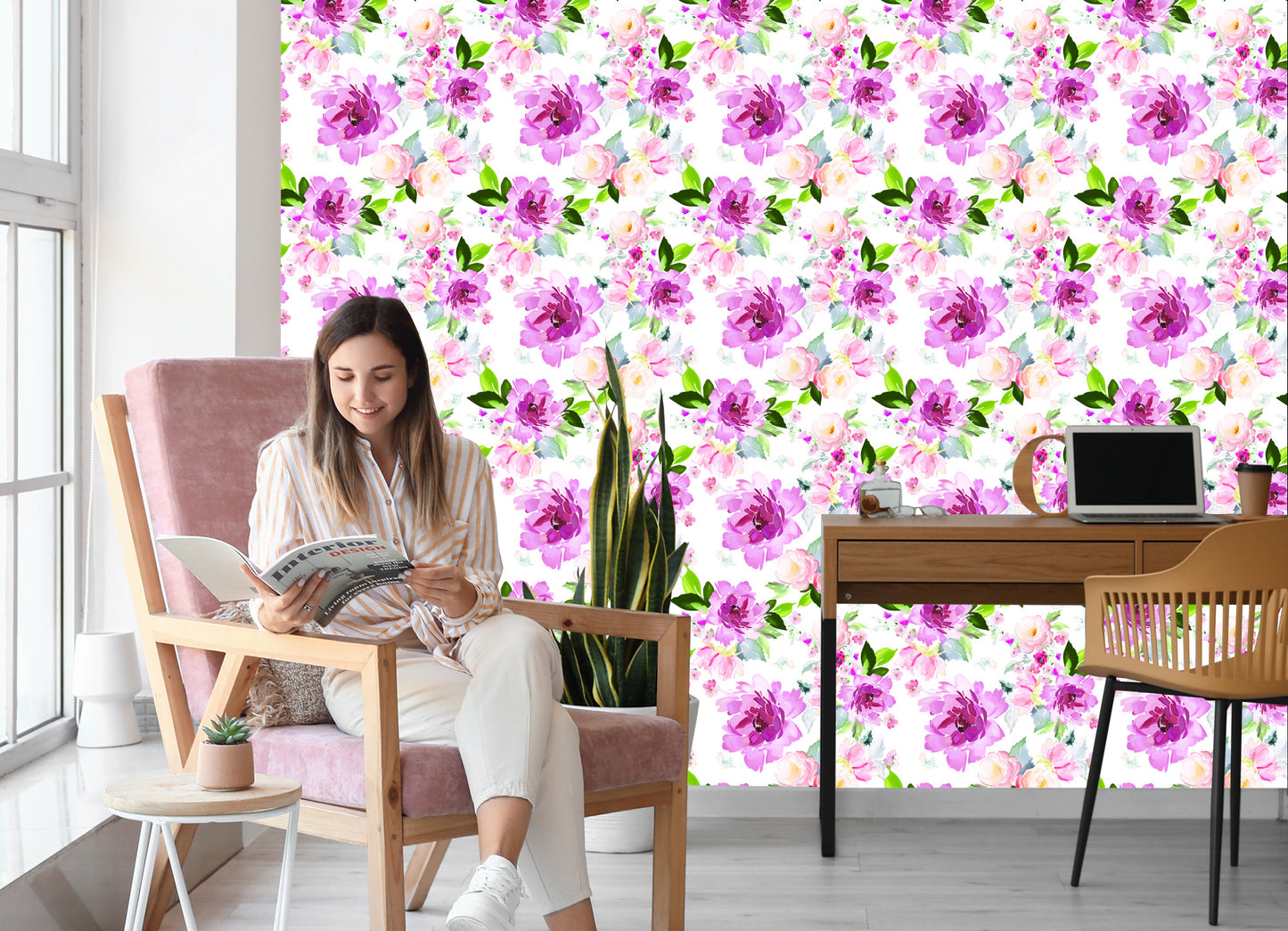 Wallpaper Flowers Painted With Watercolor