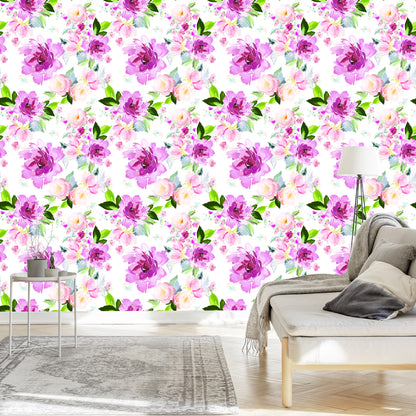 Wallpaper Flowers Painted With Watercolor