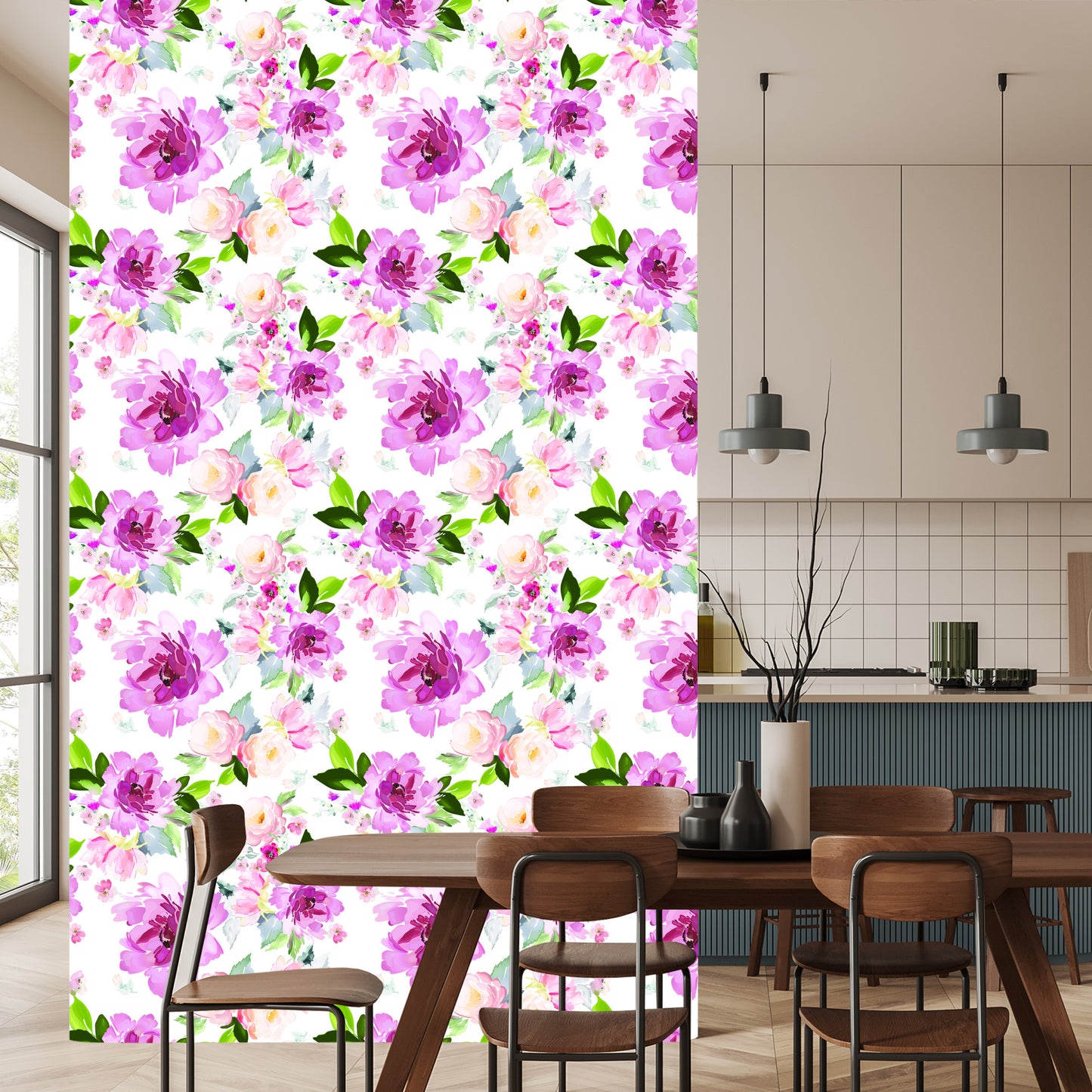Wallpaper Flowers Painted With Watercolor