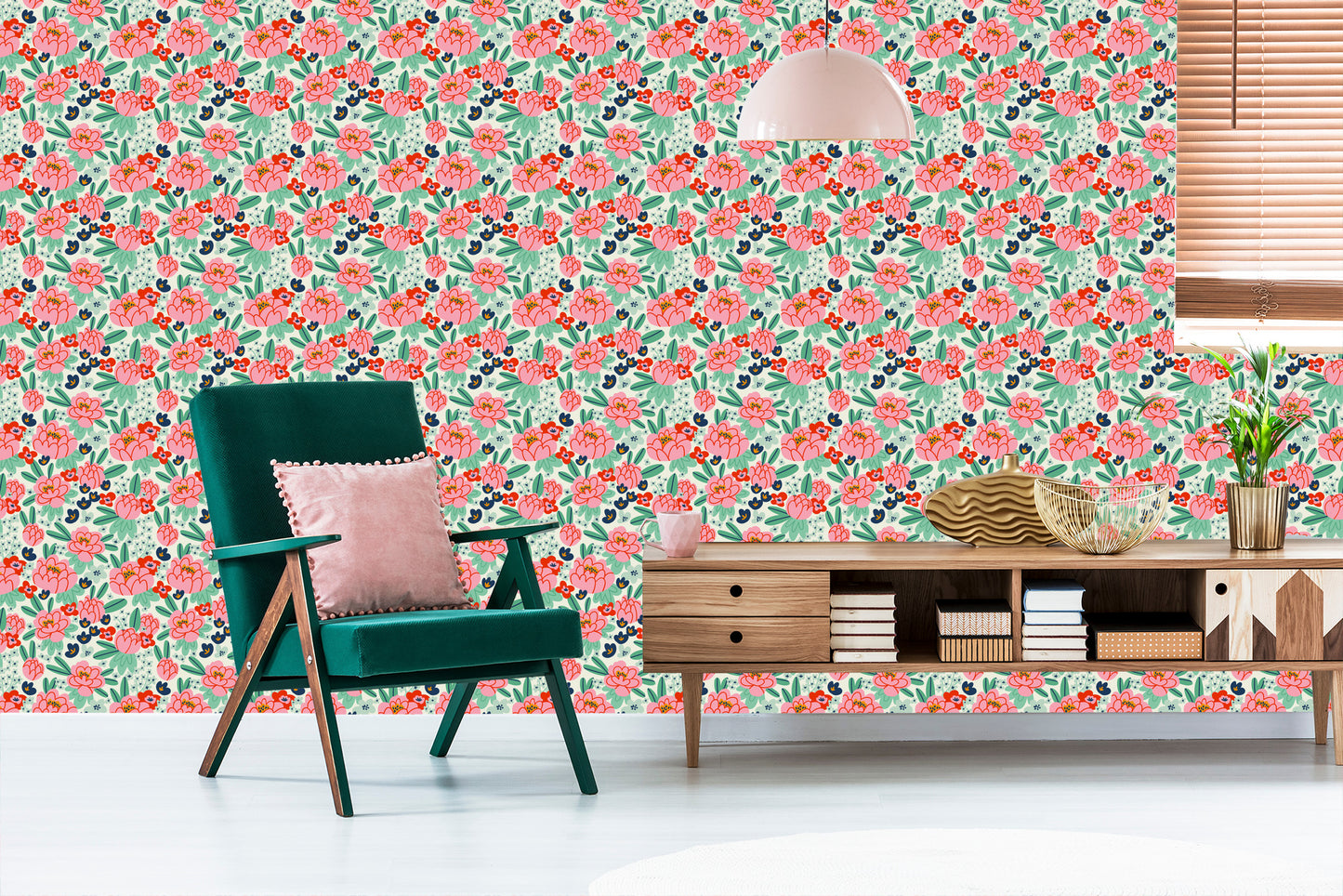 Wallpaper Handdrawn Peonies