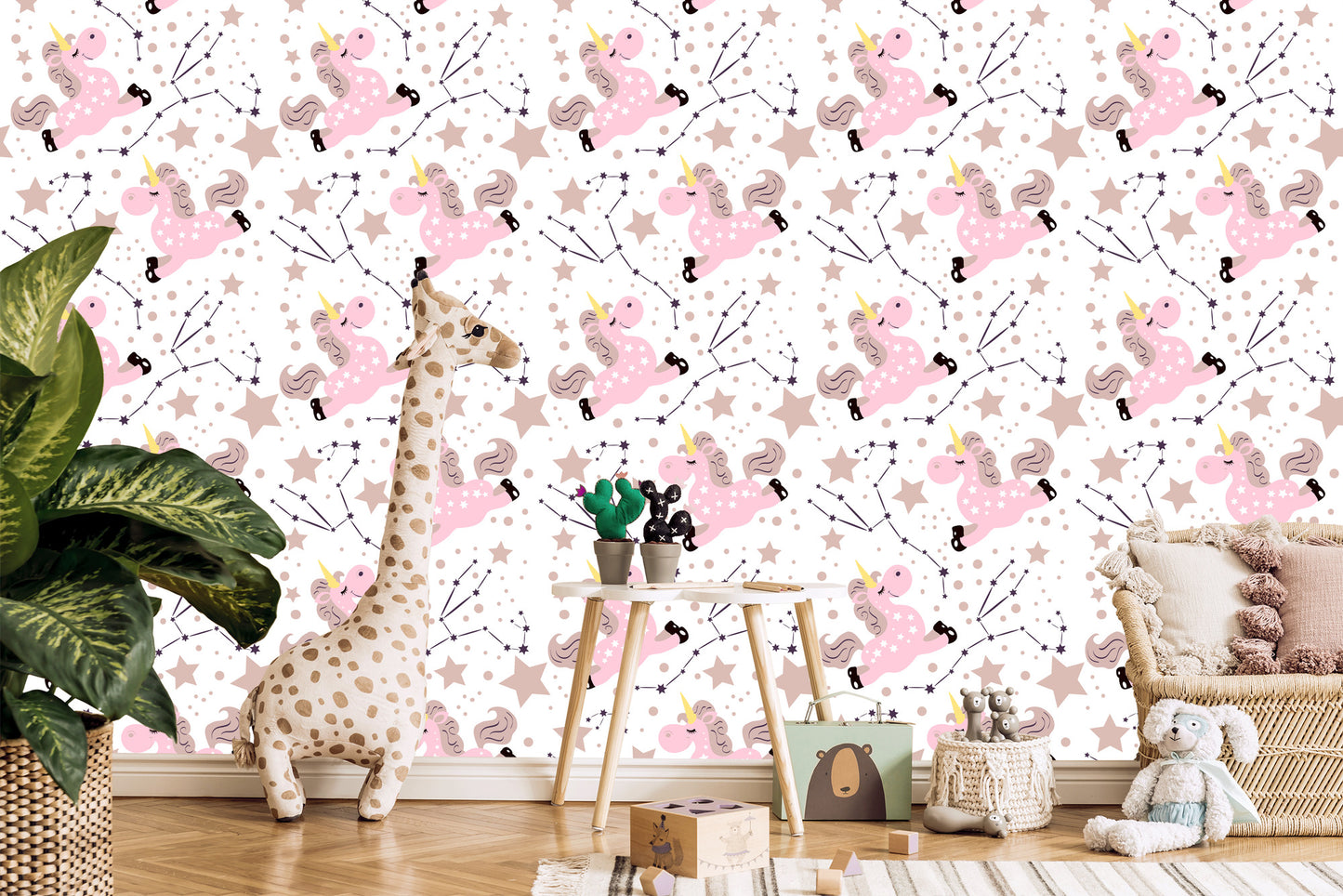 Wallpaper Unicorns Under Stars