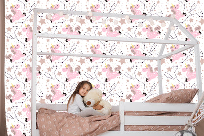 Wallpaper Unicorns Under Stars
