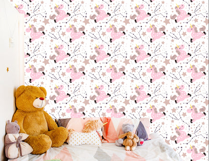 Wallpaper Unicorns Under Stars