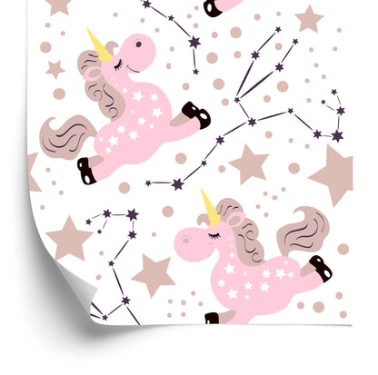 Wallpaper Unicorns Under Stars