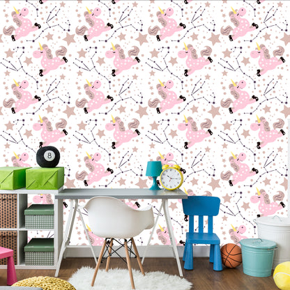 Wallpaper Unicorns Under Stars